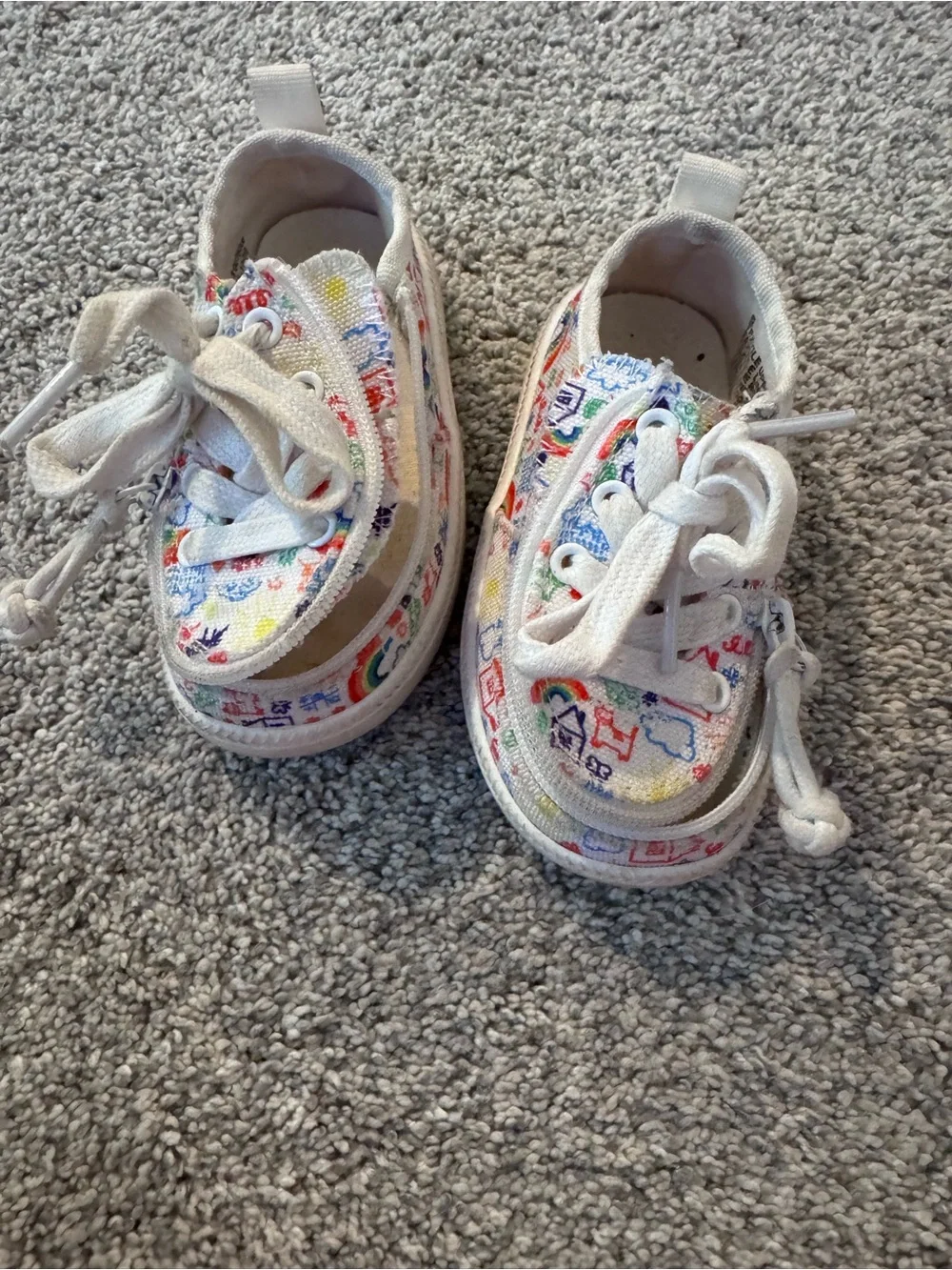Toddler White Canvas Sneakers with Colorful Print